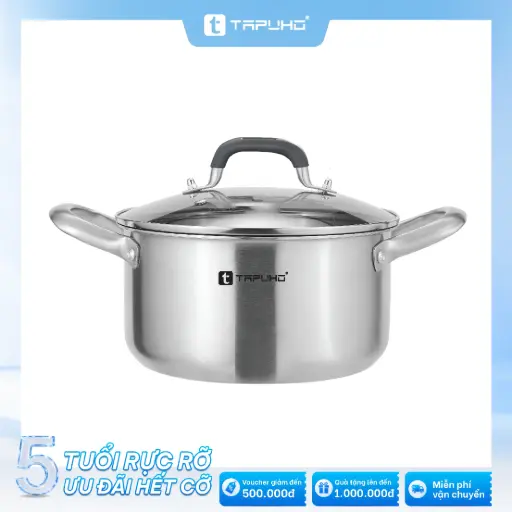 [TP3739] Nồi Inox Cao cấp 3 lớp liền khối TAPUHO TP3739
